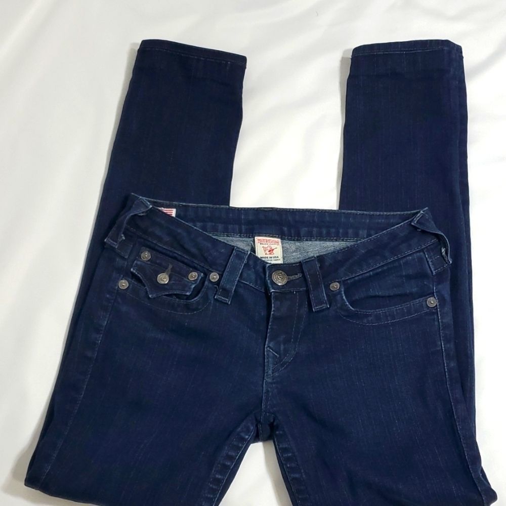 TRUE RELIGION JEANS with Sequined Logo on Back Pockets Size‎ 28 (J102)